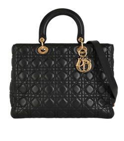 Large Lady Dior, Leather, Black, MA0148, RCT, DB/S, 2*